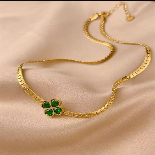 Collier Trèfle Émeraude Porte-Bonheur