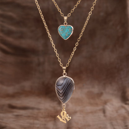 Pendant Double Chain Necklace Valentine's Day